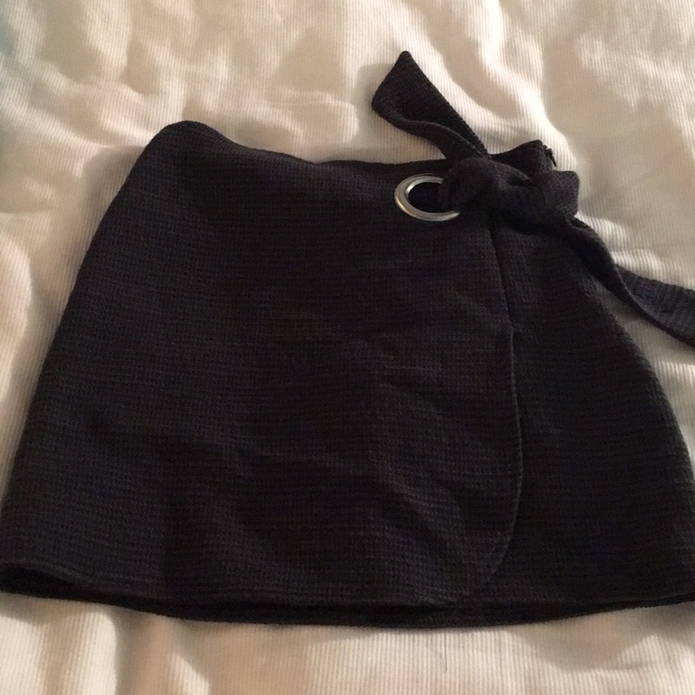 Dark grey black wrap skirt